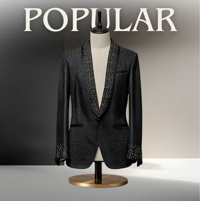 Gold collection black brocade tuxedo jacket