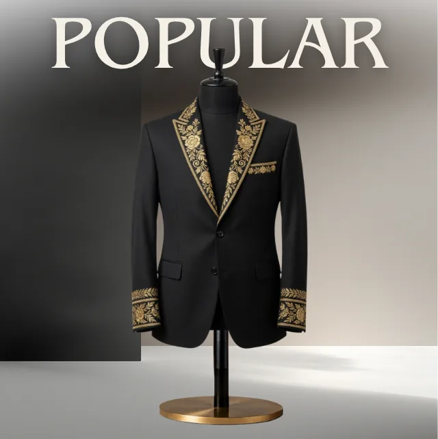 Gold floral wool blazer